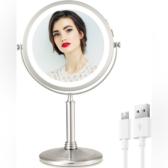 VESAUR Bath Vesaur 8 Rechargeable Lighted X1x Vanity Mirror Pearl